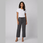 Haru wide-leg cropped linen trousers in dark grey