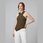 Haven halter top dark brown on model