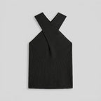 Haven halter top black flat lay front