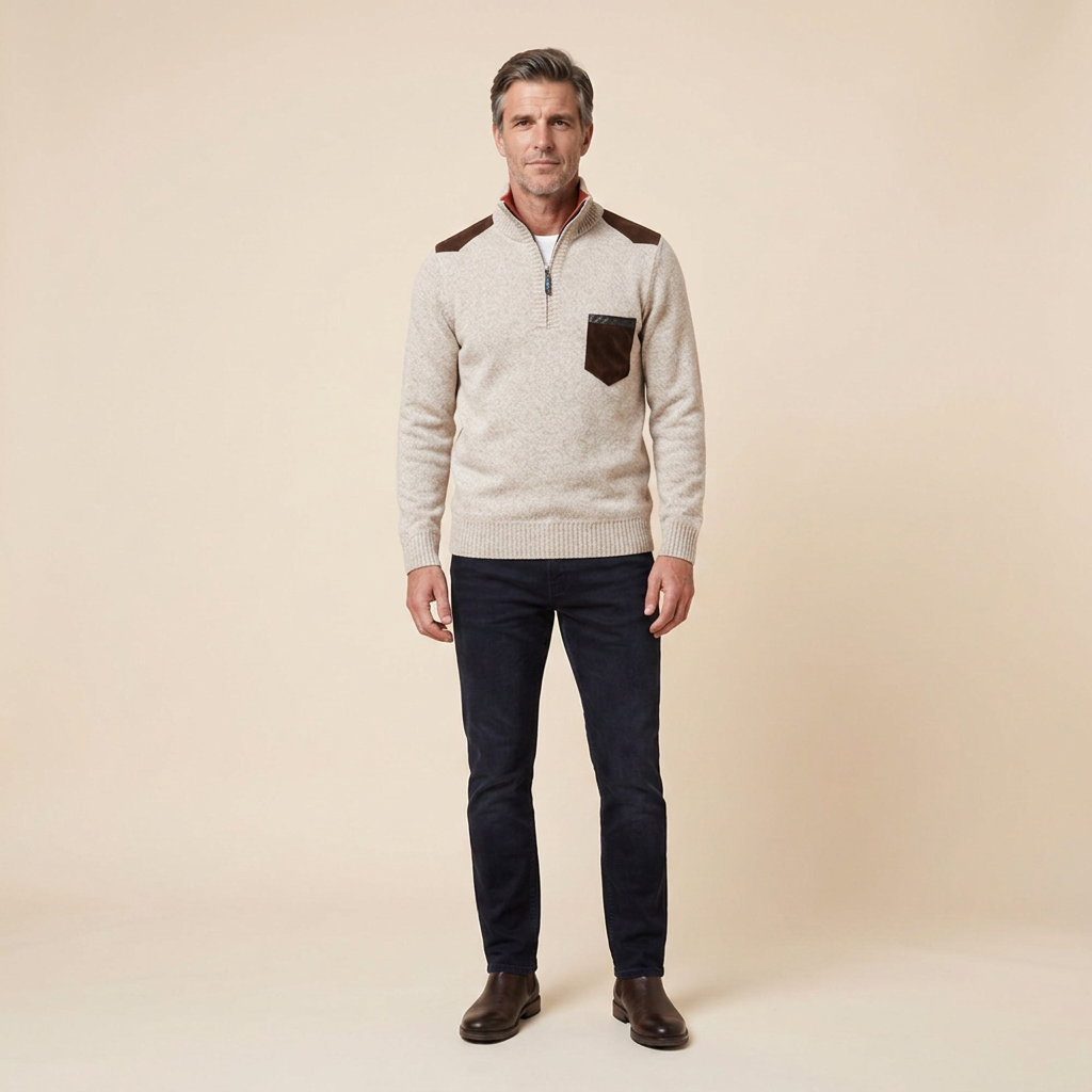 Haven quarter-zip sweater, beige