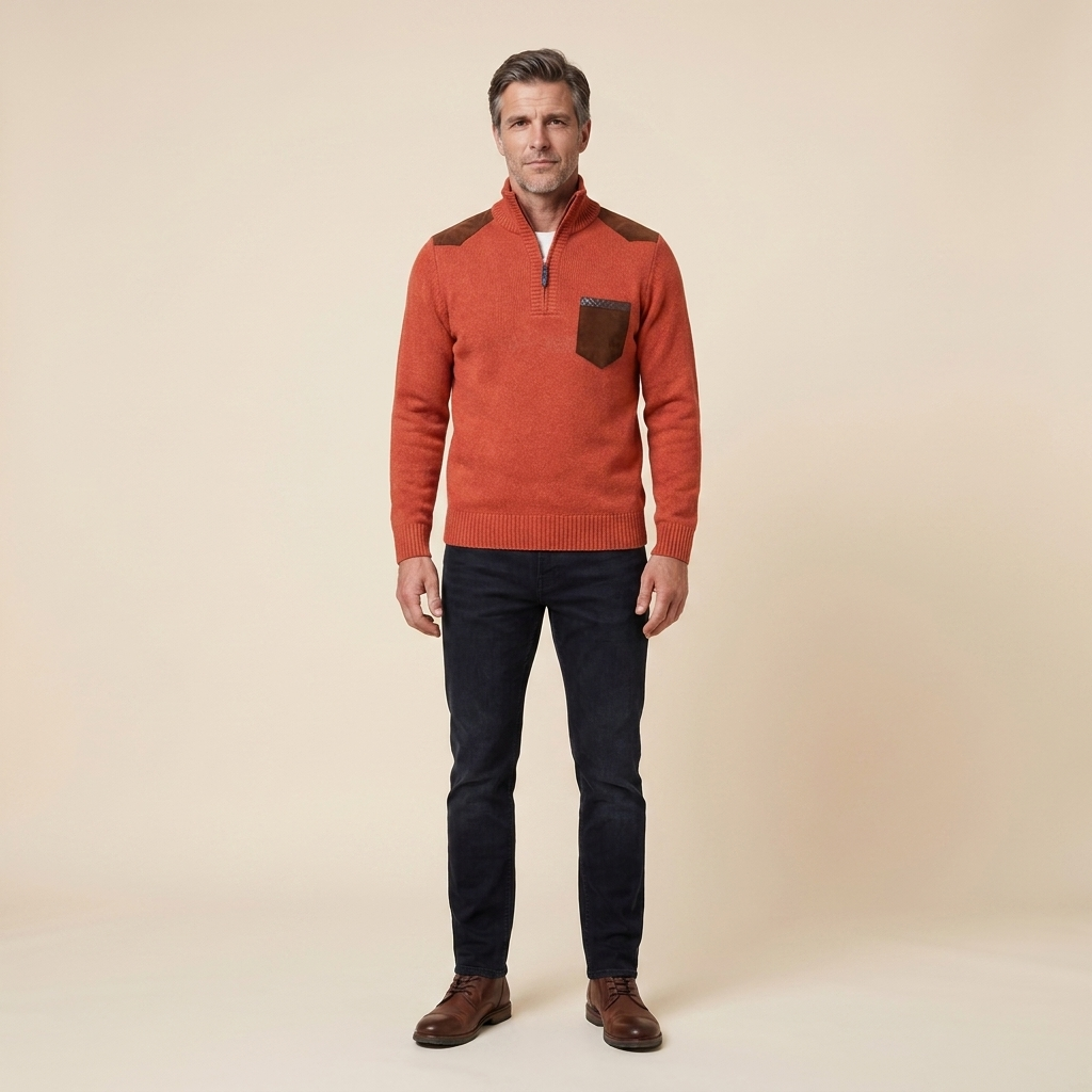 Haven quarter-zip sweater, orange