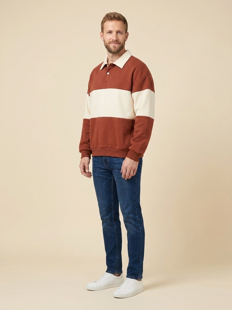 Vera Noir Herb striped polo shirt, brown