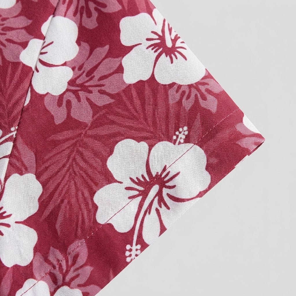 Hibiscus Hawaiian shirt fabric close-up