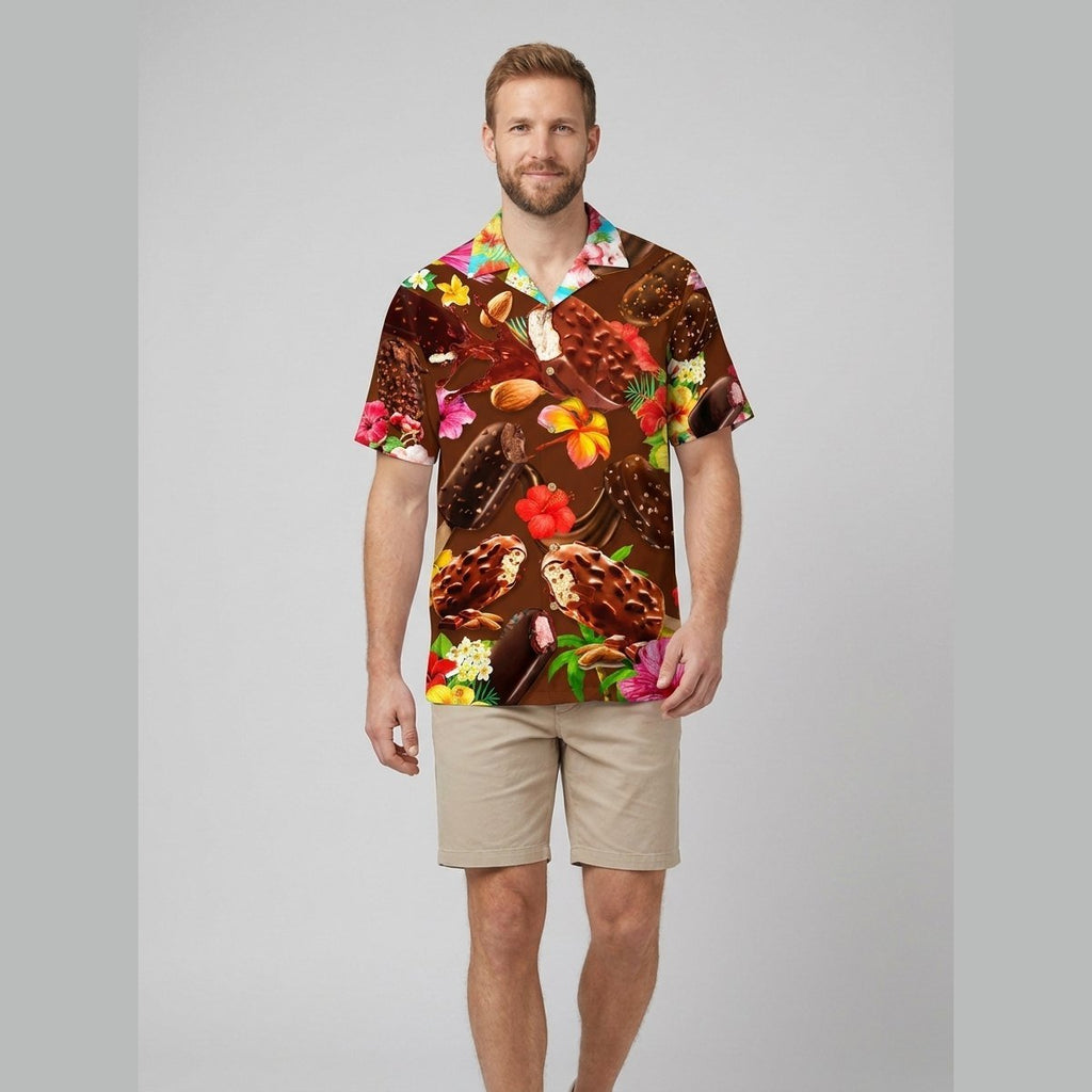 Icy Polo Shirt ice cream print Brown on model