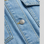 Isabelle Belted Denim Shirt Dress denim fabric detail