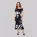 Ivy midi dress black floral front