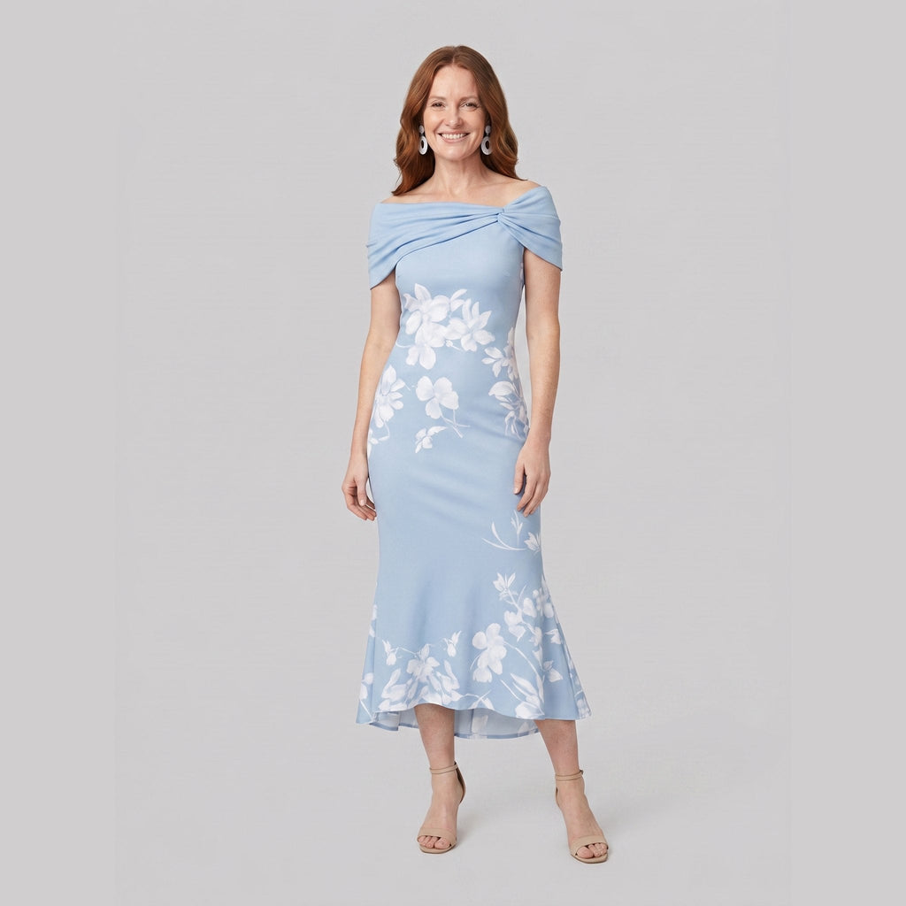 Ivy midi dress blue floral front