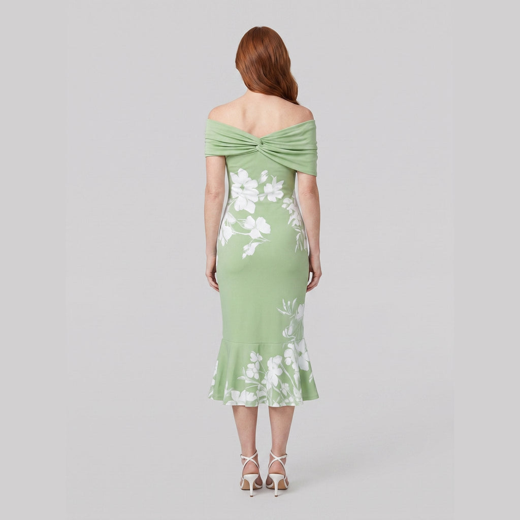 Ivy midi dress green back view
