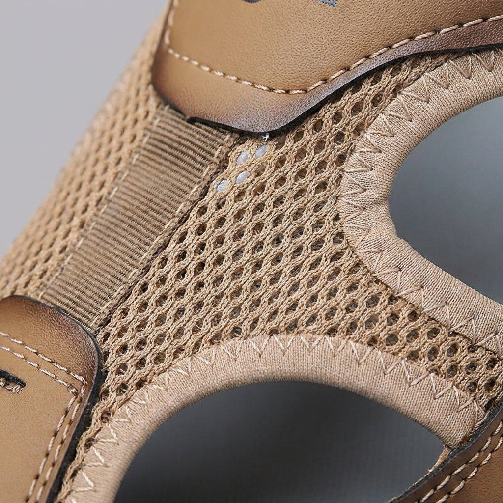 James orthopedic sandals mesh and leather fabric detail