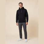 Leon cozy half-zip hoodie in black on model