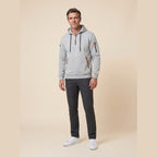 Leon cozy half-zip hoodie in grey on model