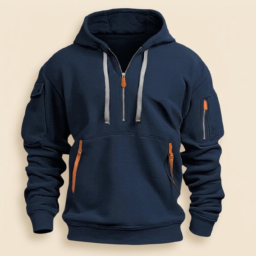 Leon cozy half-zip hoodie product flat lay