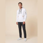 Leon cozy half-zip hoodie in white on model