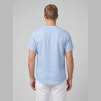 Liam mens linen V-neck T-shirt back view