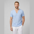 Liam mens linen V-neck T-shirt blue