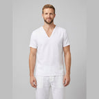 Liam mens linen V-neck T-shirt white