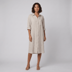 Lina oversized linen shirt dress natural linen - The store Vancouver