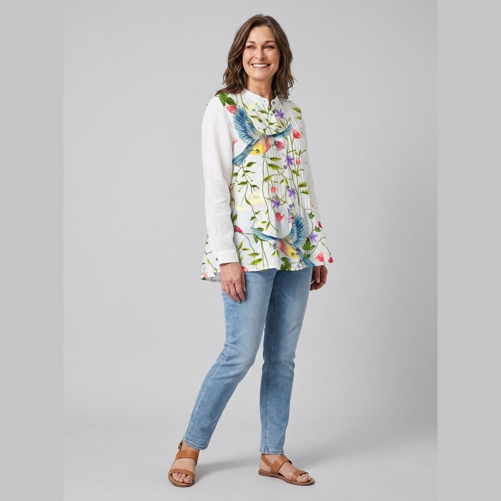 Lina tunic white bird print