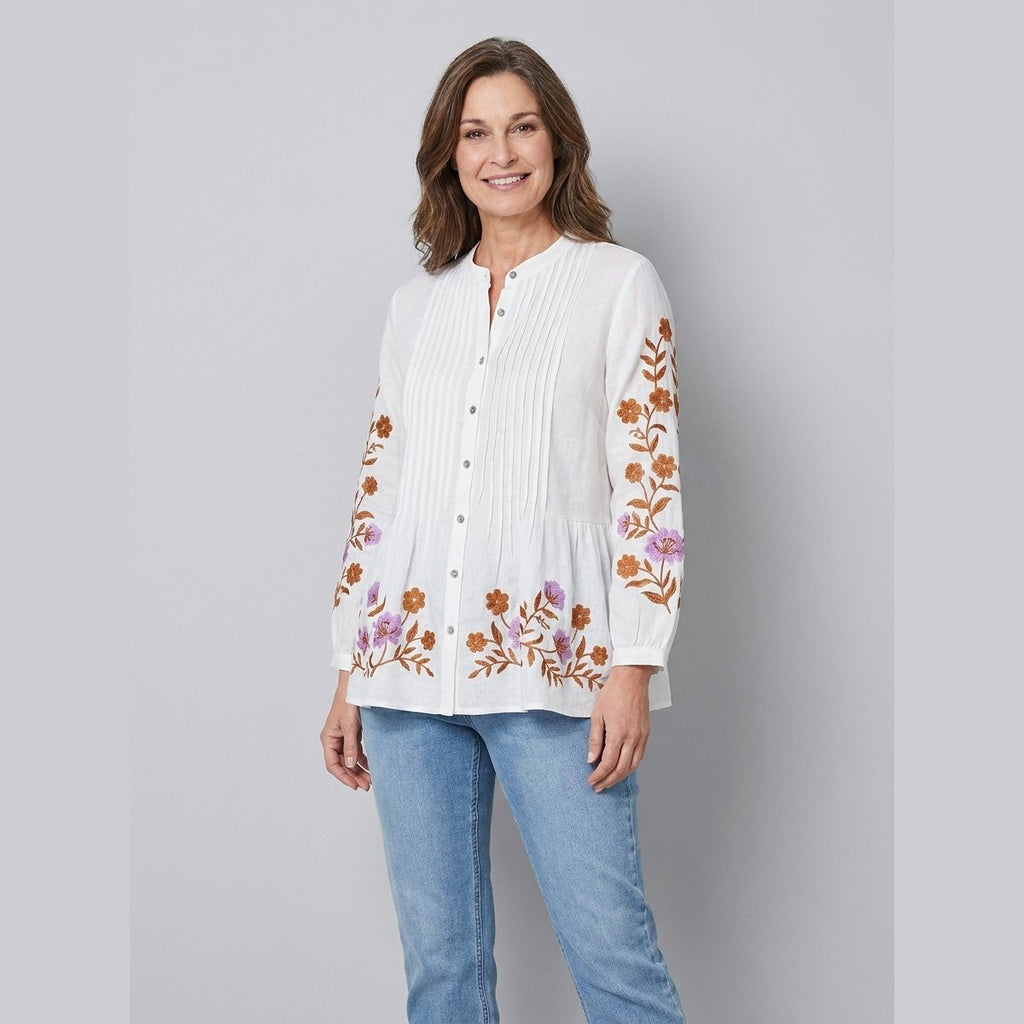 Lina tunic white floral hem