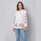 Lina tunic white floral hem