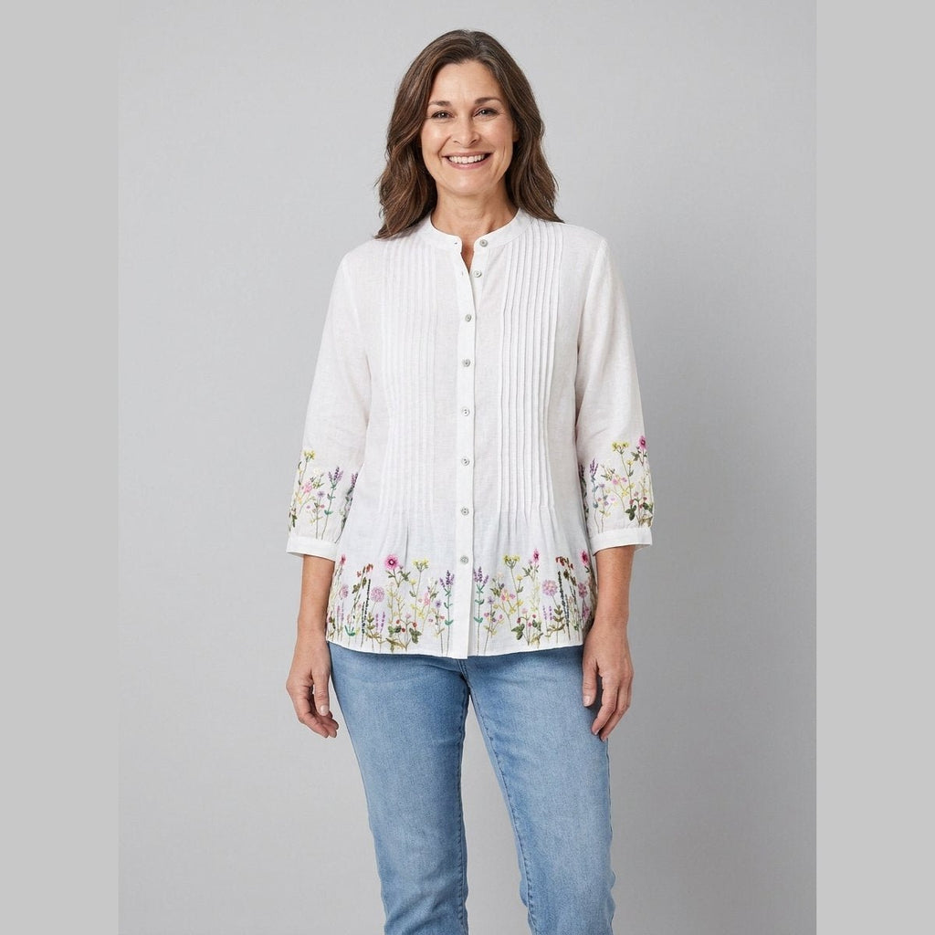 Lina tunic white sleeve floral