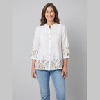Lina tunic white sleeve floral
