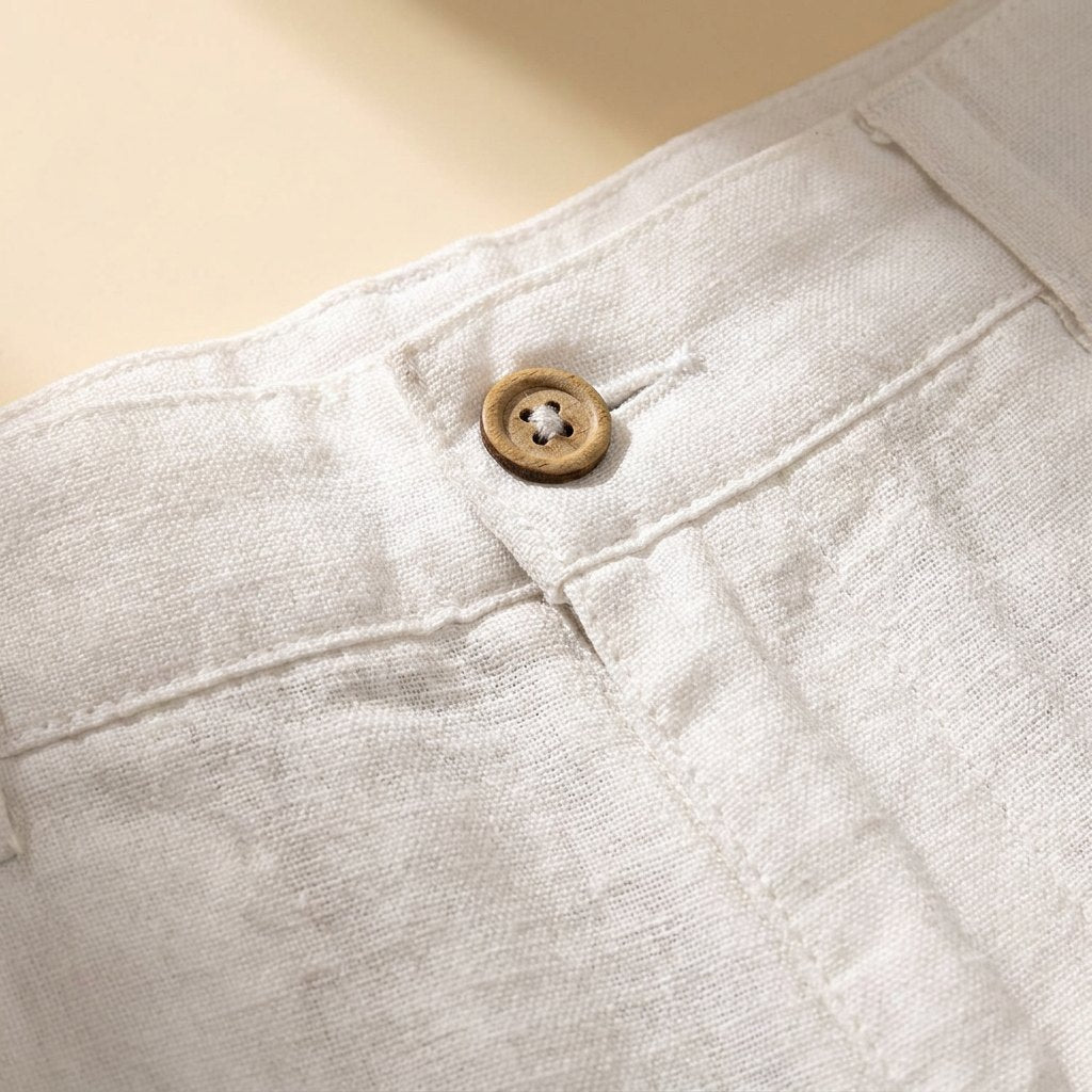Lino mens linen shorts fabric closeup