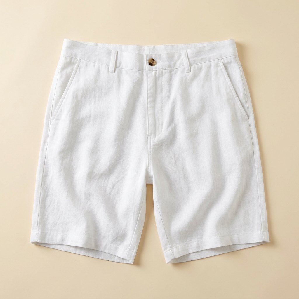 Lino mens linen shorts flat lay