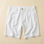 Lino mens linen shorts flat lay