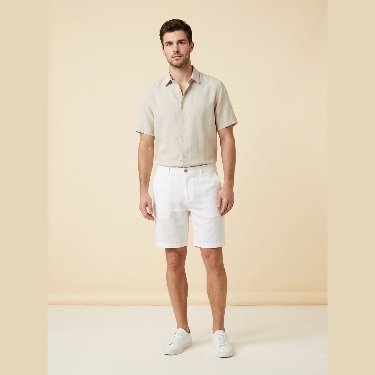 Lino mens linen shorts white