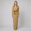 Luna long sleeve maxi dress lapel khaki