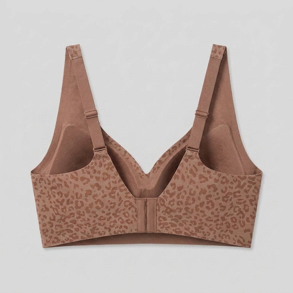 Luxe leopard bra back view flat-lay