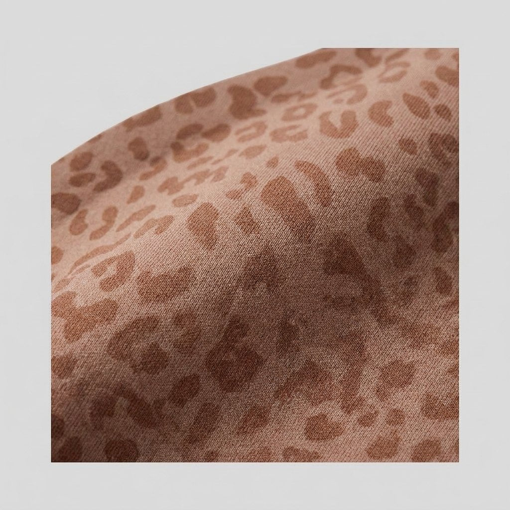 Luxe leopard bra fabric close-up