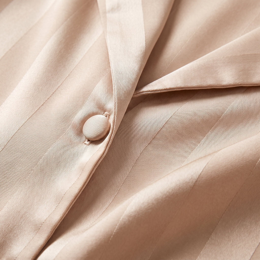 Luxe satin pyjama tonal stripe fabric close-up detail