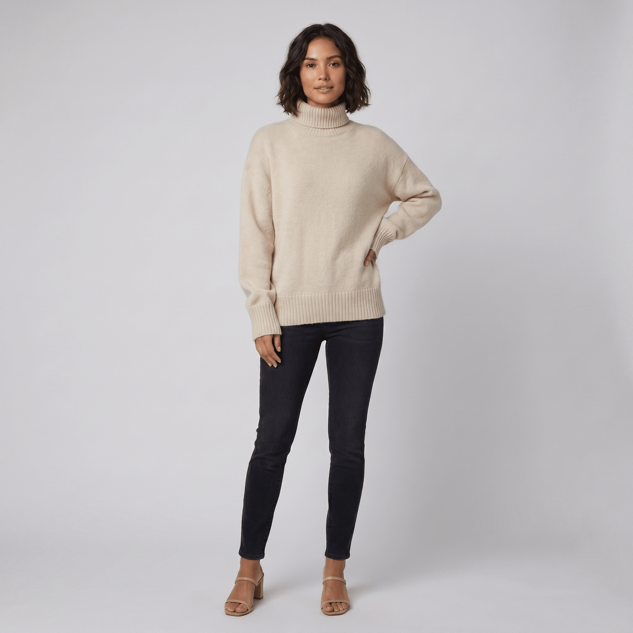 Luxe turtleneck cashmere sweater beige - The store Vancouver