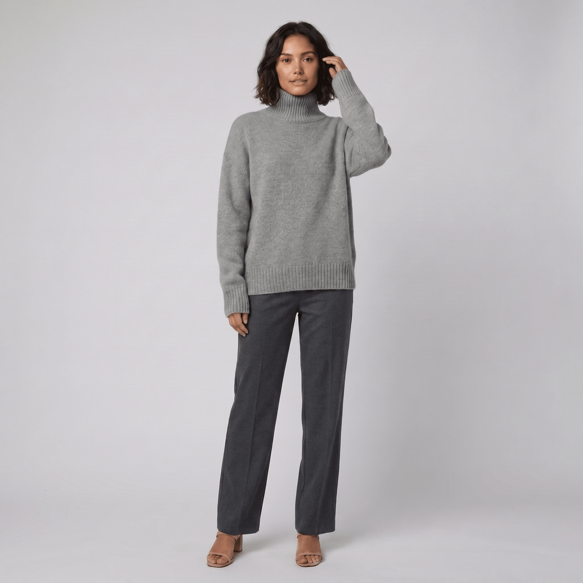 Luxe turtleneck cashmere sweater grey - The store Vancouver