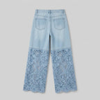 Luxe wide-leg denim jeans, back flat-lay
