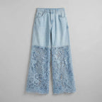 Luxe wide-leg denim jeans, flat-lay