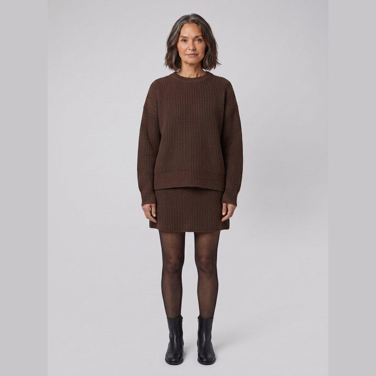 Mara knit co-ord set in brown