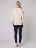 MARGOT cotton cardigan in beige, back view