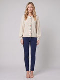 MARGOT cotton cardigan in beige, front view