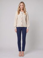 MARGOT cotton cardigan in beige, front view