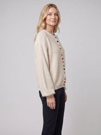 MARGOT cotton cardigan in beige, side view
