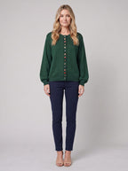 MARGOT cotton cardigan in green, front view