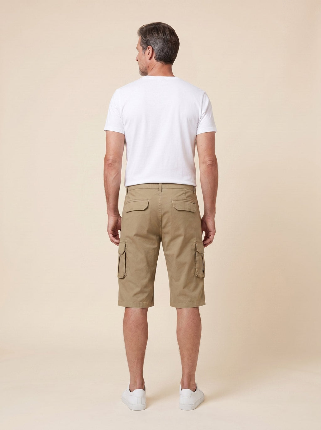 Maverick men's cargo shorts khaki back view