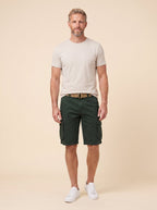 Maverick men's cargo shorts dark green, front view on model