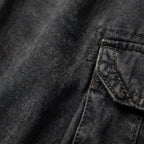 Maverick men's cargo shorts, washed cotton fabric close-up