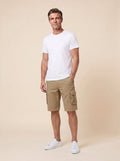 Maverick men's cargo shorts khaki on model front