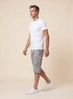 Maverick men's cargo shorts light gray on model walking