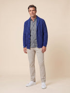 Max comfortable men's cardigan in blue, front view